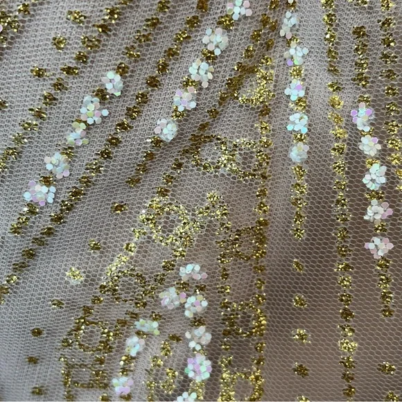 NWT Hello Molly Elegant Cream Sequin Maxi Formal Gown Size 4 - Picture 9 of 12